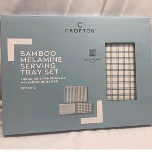 Blue & White Crofton Bamboo Melamine Serving Tray Set of 3